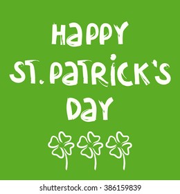 'happy st patrick's day' hand writing, vector illustration, isolated design object