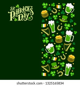 Happy St. Patrick's Day handwritten lettering quote for postcards, banners, invitation, posters, t-shirts. Vector illustration EPS 10.