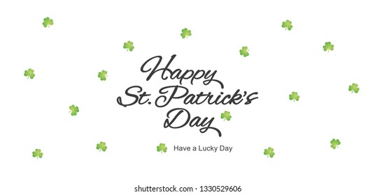 Happy St Patrick's Day handwritten calligraphy Irish green white greeting card