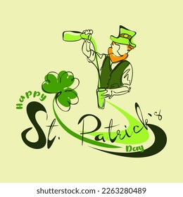 Happy St. Patricks Day handwritten lettering quote for postcards, banners, invitation, posters, t-shirts. Vector illustration