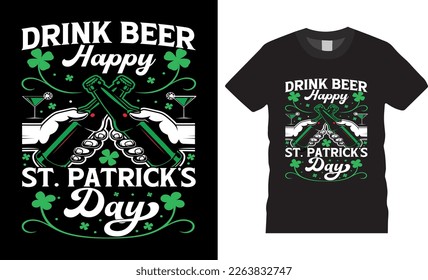 Happy St. patrick's day handwritten typography t-shirt design shamrocks vector. Irish festive modern celebration lettering cute gifts. ready for tshirts stickers, banners, gift, lettering