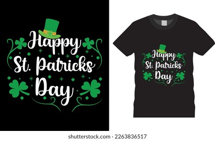 Happy St. patrick's day handwritten typography t-shirt design shamrocks vector. Irish festive modern celebration lettering cute gifts. ready for tshirts stickers, banners, gift, lettering
