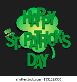 Happy St. Patricks day. Hat Leprechaun  and clover element design. Pattern for banner, poster, greeting card, party invitation. Vector illustration