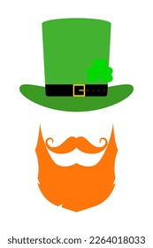 Happy st. patrick's day. Hat and man beard. Vector illustration