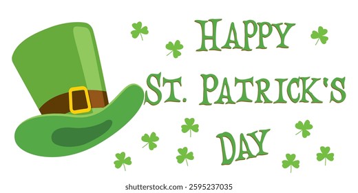 Happy St. Patrick's Day - hat, gold coins, horseshoe, green beer mug, shamrock, rainbow, leprechaun, cauldron, beer bottle - lucky vector graphics	
