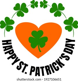 Happy St. Patrick's day with heart three Shamrock