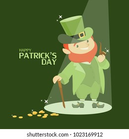 Happy St. Patrick's day holiday banner with leprechaun.