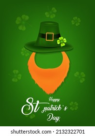 Happy St Patrick's day holiday celebration concept web banner, poster design. vector illustration Design.  backdrop green color.