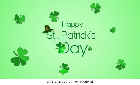 Happy St Patrick's Day holiday concept. Abstract Background with Green leaves and backdrop green color vector illustration.