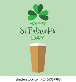 Happy St. Patrick's day illustration with clover and beer mug