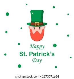 Happy St. Patricks Day illustration vector design with cartoon leprechaun face.