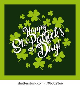 happy st patricks day invitation card with green clovers