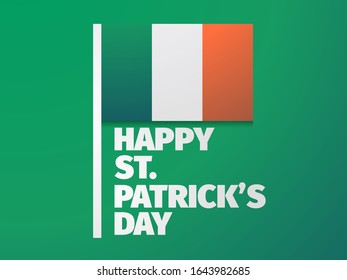 Happy St. Patrick's Day. Ireland flag with text on a green background. Vector illustration