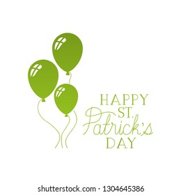 happy st patrick`s day label with balloons