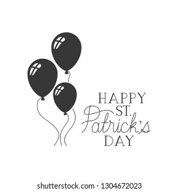 happy st patrick`s day label with balloons