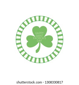 happy st patricks day label with clover icons