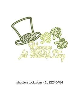 happy st patricks day label with leprechaun hat icons