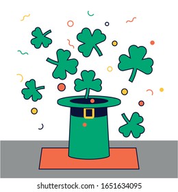 Happy St. Patrick's Day.  Leprechaun with green hat. Magic and celebration. 