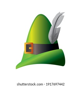 happy st patricks day leprechaun hat with feather vector illustration