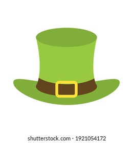 happy st patricks day leprechaun hat with shamrock icon flat style vector illustration