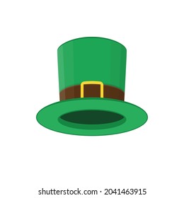 Happy st Patricks day leprechaun green top hat. Leprechaun hat  icon isolated on white background. Vector illustration in flat style. EPS 10.