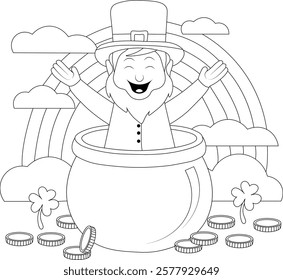 Happy St. Patrick's Day Leprechaun coloring page