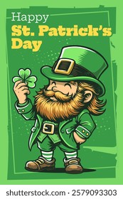 Happy St. Patrick's Day Leprechaun Vector Illustration