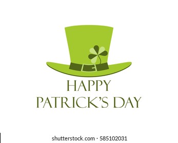Happy St. Patrick's Day. Leprechaun hat with clover. Vector illustration