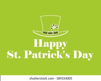 Happy St. Patrick's Day. Leprechaun hat with clover. Vector illustration