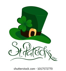 Happy St. Patrick's Day lettering logo. Traditional Irish hollyday background.