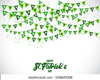 happy st patricks day lettering and clovers background