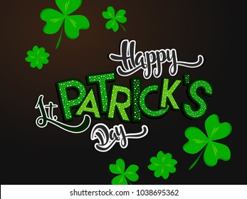 happy st patricks day lettering and clovers background