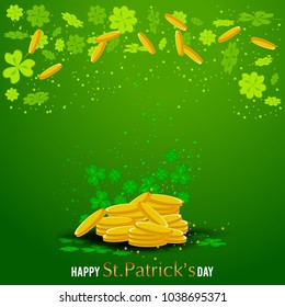 happy st patricks day lettering and clovers background