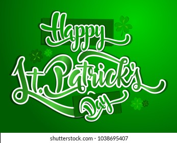 happy st patricks day lettering and clovers background