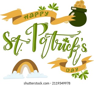Happy St. Patrick's day lettering vector card