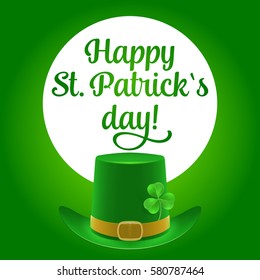 Happy St Patricks Day lettering with hat