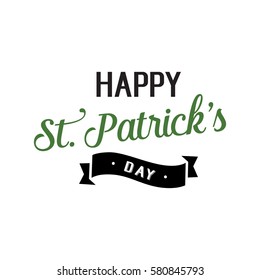 Happy St. Patricks Day Lettering, Ribbon