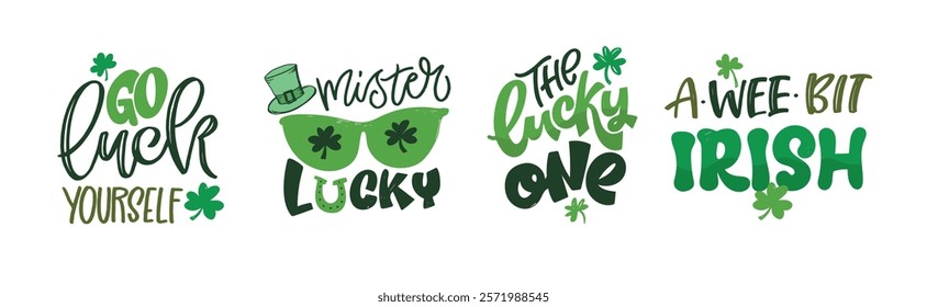 Happy St. Patrick's Day, Lucky sharm. Cute hand drawn doodle lettering quote. Lettering for t-shirt design, mug print, bag print, clothes fashion. 100% hand drawn vector image.
