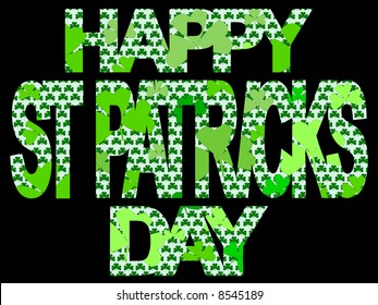 Happy St Patrick's day with many shamrocks illustration