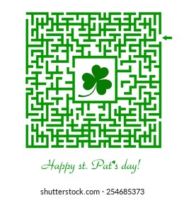 Happy St Patrick's day. Maze. Vector Illustration