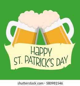 happy st patricks day mug beer green background vector illustration eps 10