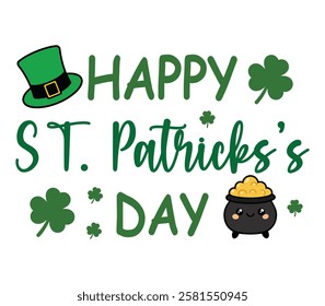 Happy St Patrick's Day - Happy St. Patrick typography T-shirt vector, Saint Patrick's Day gnome Illustration Design, lucky shamrock Clipart