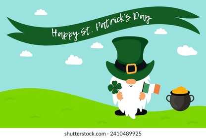Happy St. Patrick's day. Pattern design for logo, banner, poster, greeting card, party invitation. Vector illustration on isolated background