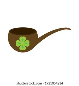 happy st patricks day pipe tobacco clover vintage icon flat style illustration vector illustration