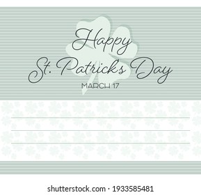 Happy St. Patrick's Day. Postcard with place for text.