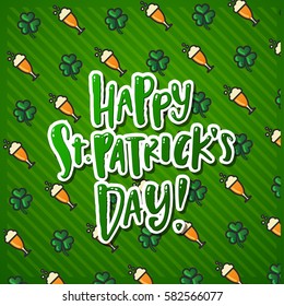 Happy St. Patrick's Day poster with  clover icon 