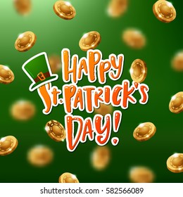 Happy St. Patrick's Day poster with gold coins