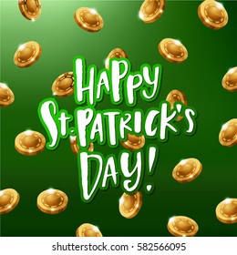 Happy St. Patrick's Day poster with gold coins