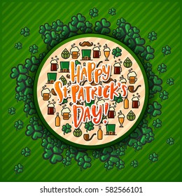 Happy St. Patrick's Day poster with  icon set
