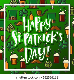 Happy St. Patrick's Day poster with  icon set